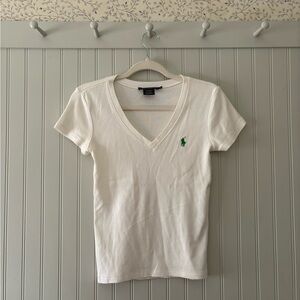 Ralph Lauren Women's White V-Neck T-Shirt